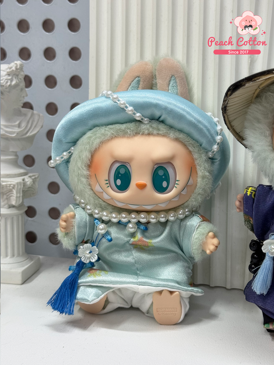 #ADBlue - Labubu Ao Dai โ Labubu Ao Dai Couple Set, Nguyen Dynasty Heritage Ao Dai For Labubu (Blue)