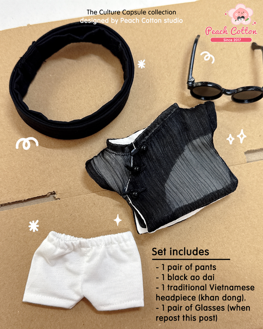 #ADblack - Labubu Ao Dai โ Back Ao Dai for Labubu, Vietnamese Ao Dai for Labubu