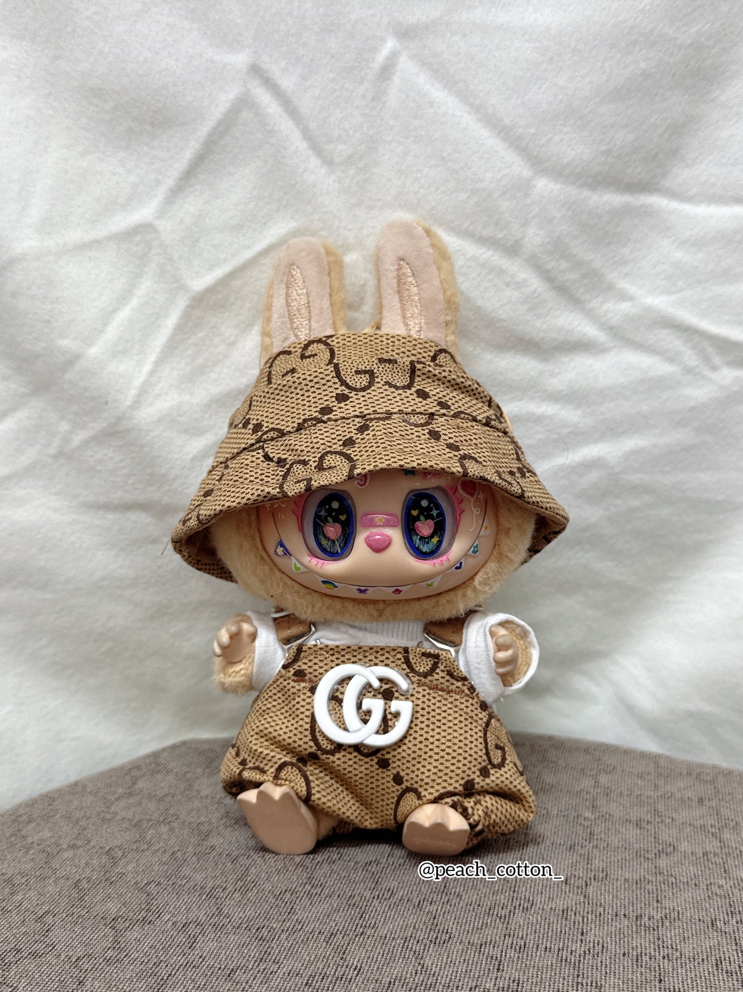 #GUC03 - Labubu clothes - Labubu Luxury Brown Overall set (Handmade)