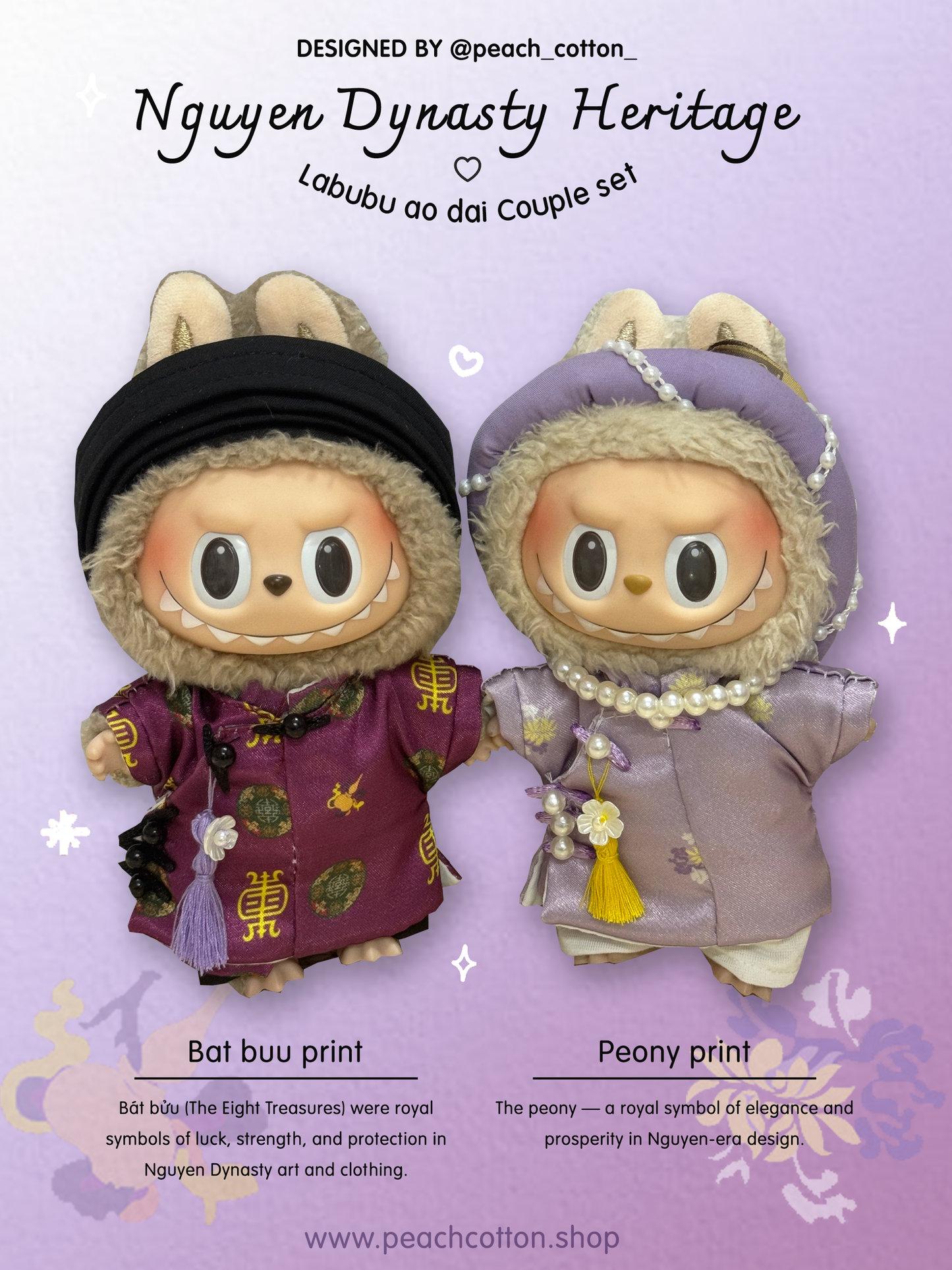 Labubu Ao Dai – Labubu Ao Dai Couple Set, Nguyen Dynasty Heritage Ao Dai For Labubu (Purple)