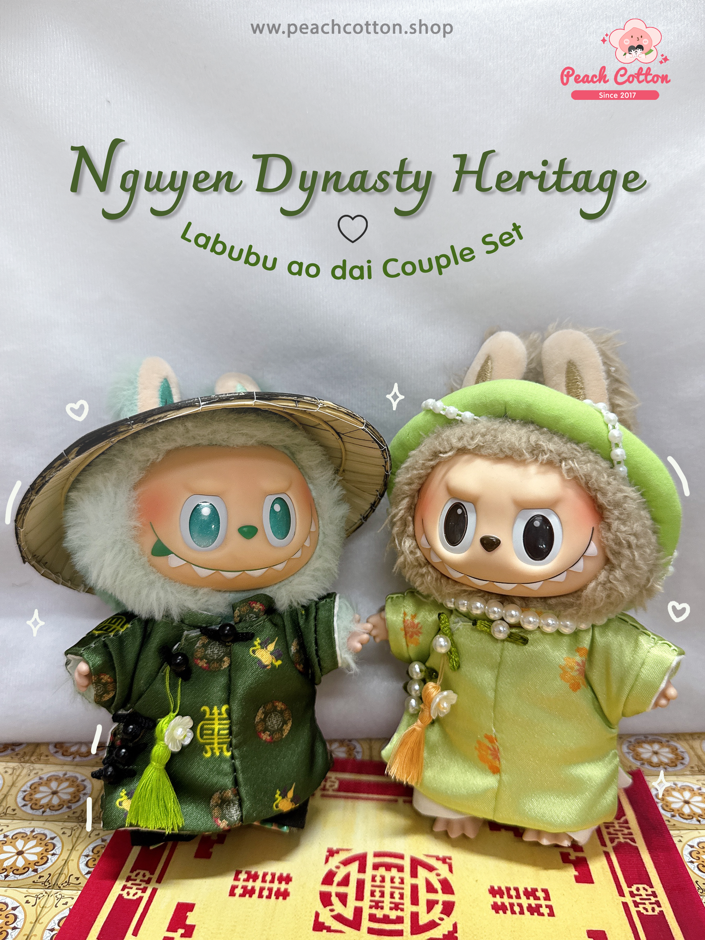 Labubu Ao Dai – Labubu Ao Dai Couple Set, Nguyen Dynasty Heritage Ao Dai For Labubu (Green)