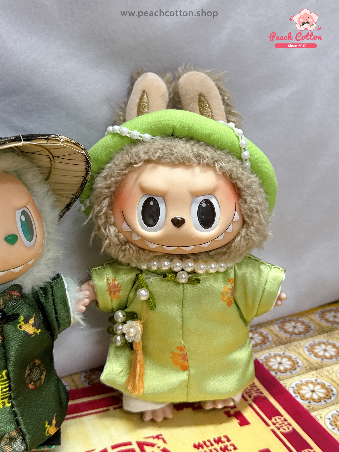 Labubu Ao Dai – Labubu Ao Dai Couple Set, Nguyen Dynasty Heritage Ao Dai For Labubu (Green)