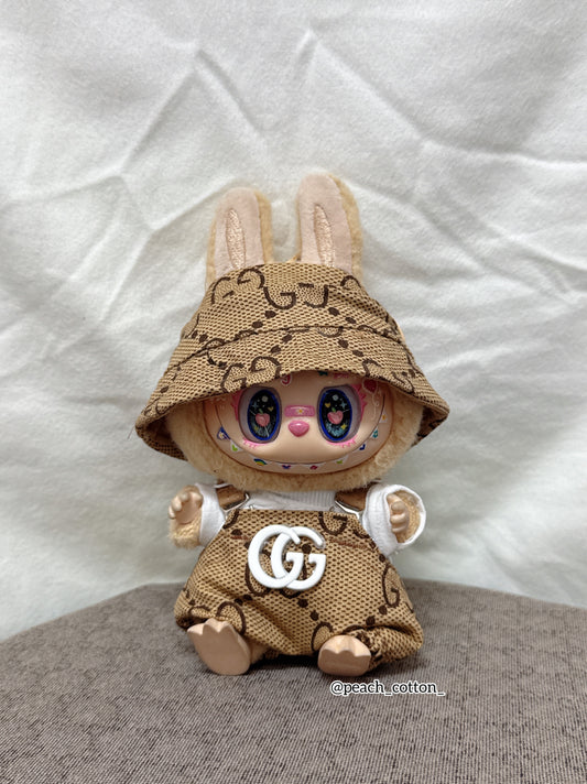 #GUC03 - Labubu clothes - Labubu Luxury Brown Overall set (Handmade)