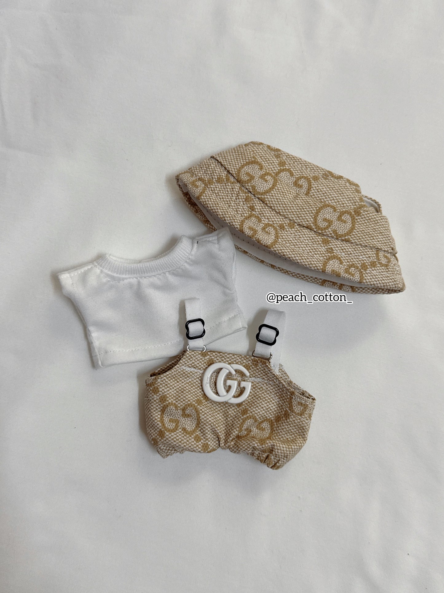 #GUC02 - Labubu clothes - Beige Luxury Overall set (Handmade)