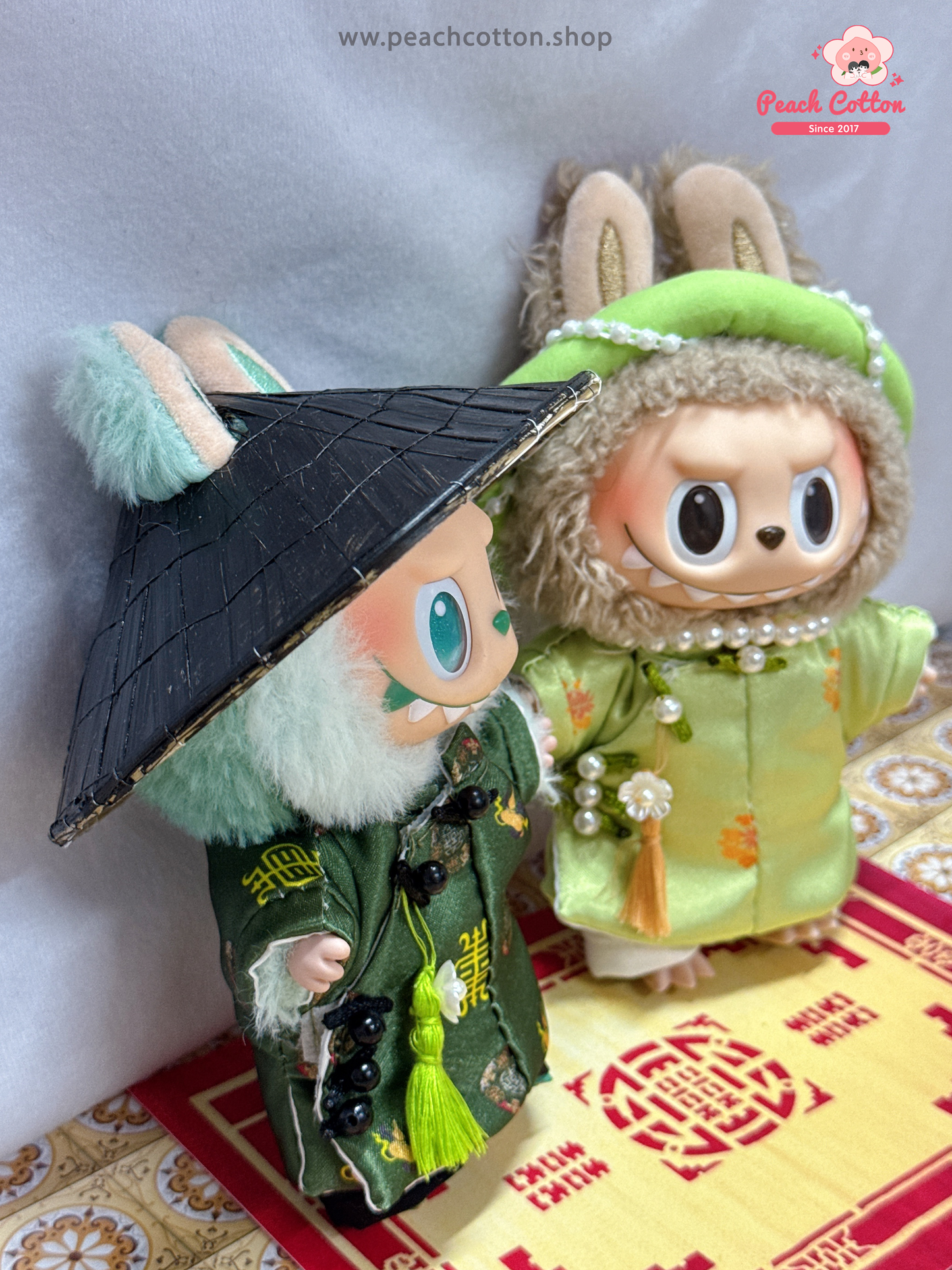 Labubu Ao Dai – Labubu Ao Dai Couple Set, Nguyen Dynasty Heritage Ao Dai For Labubu (Green)